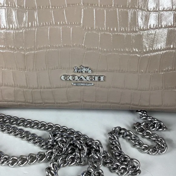 Coach Beige Croc Embossed Crossbody Bag - Picture 5 of 10